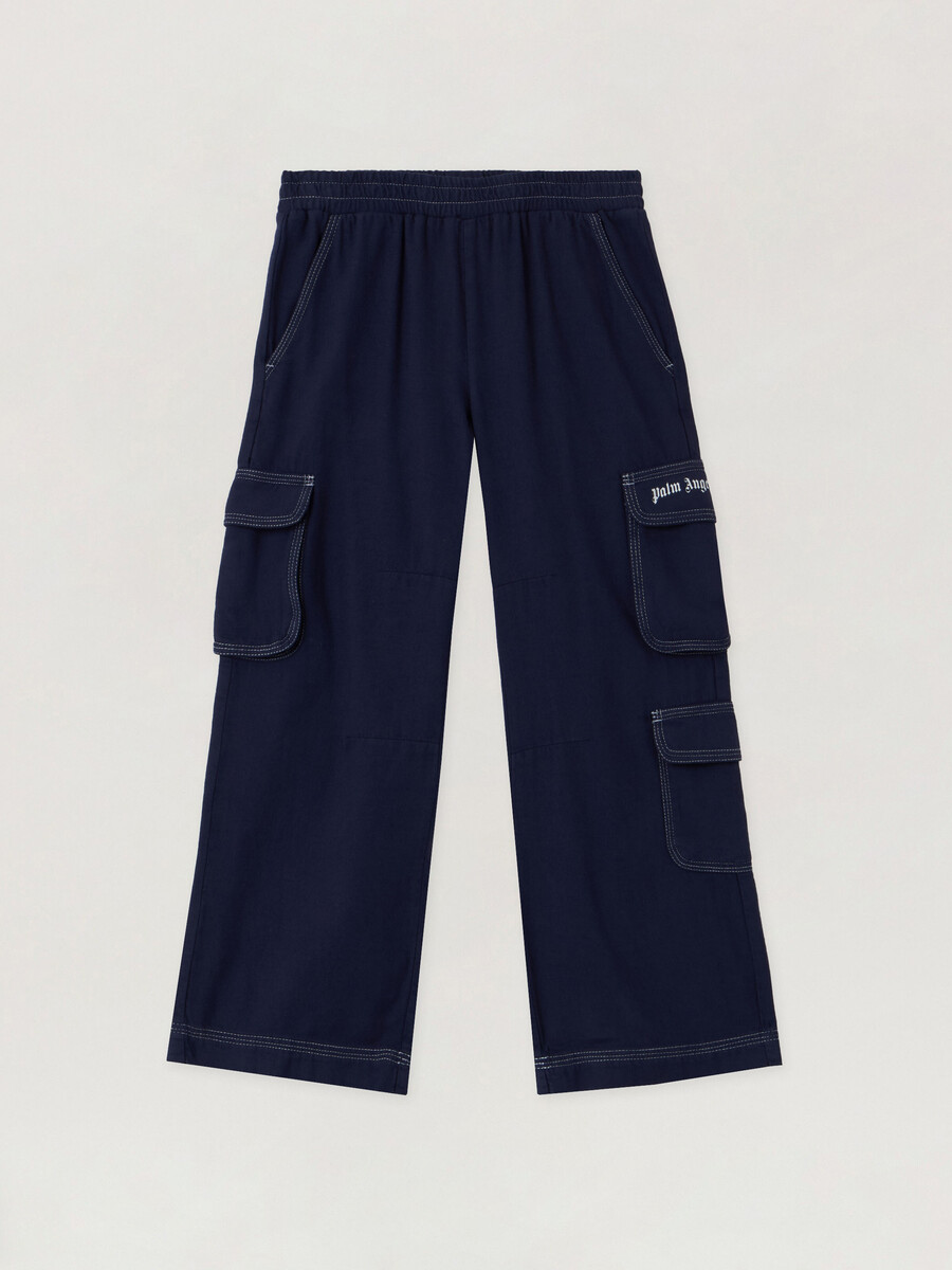 pantaloni cargo larghi in flanella con logo