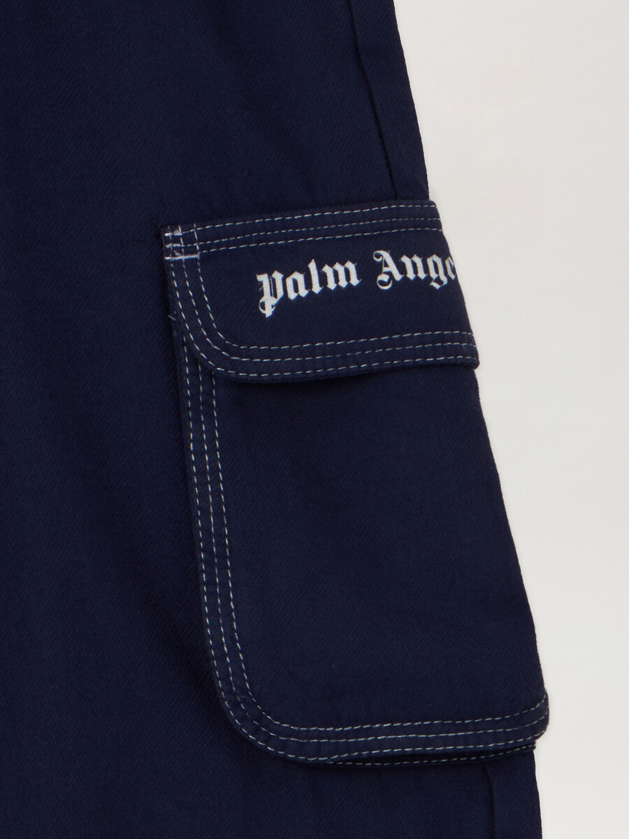 pantaloni cargo larghi in flanella con logo