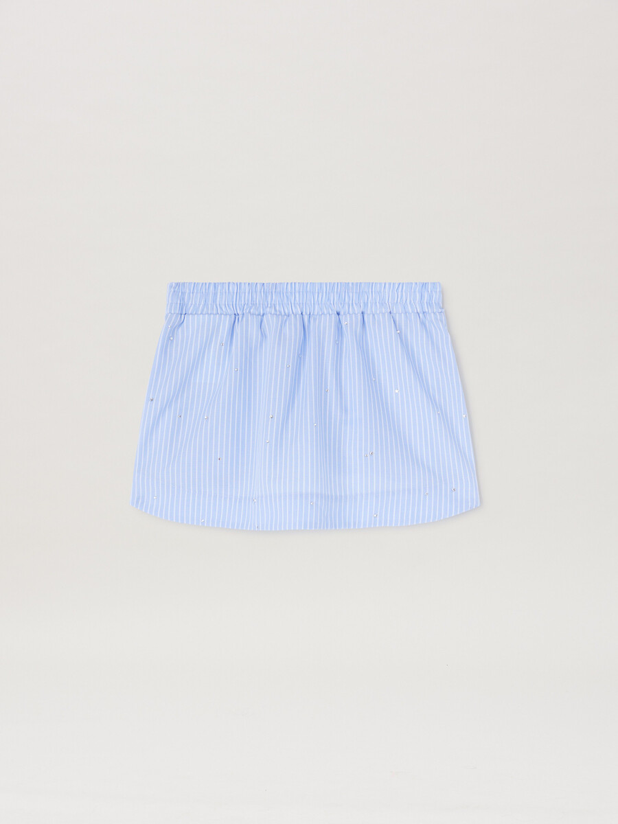 minigonna con strass pa blu polvere