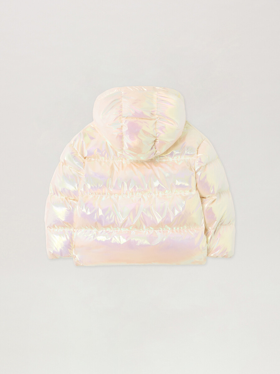 piumino con logo iridescente