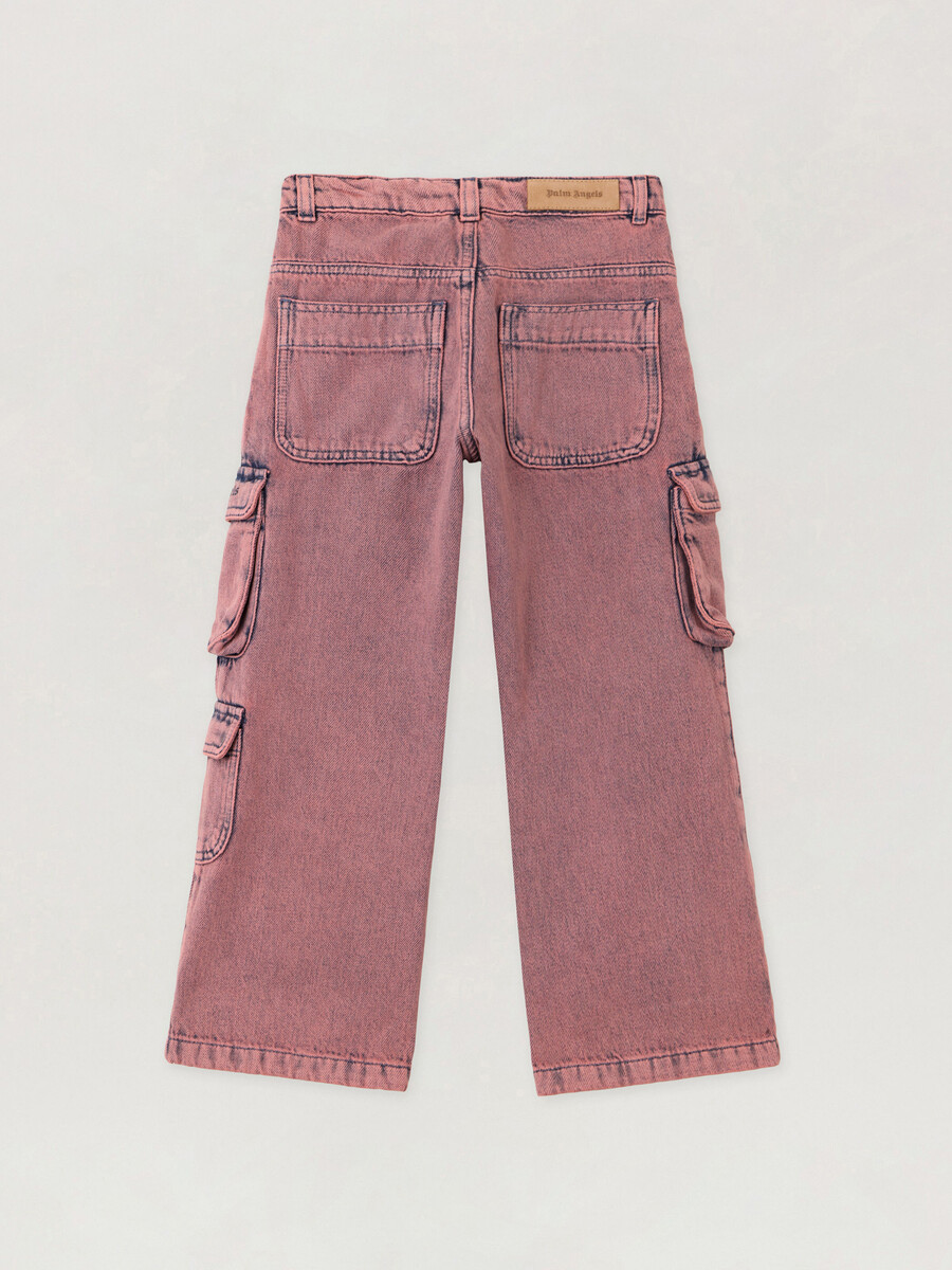 pantaloni cargo in denim a gamba larga sovratinti
