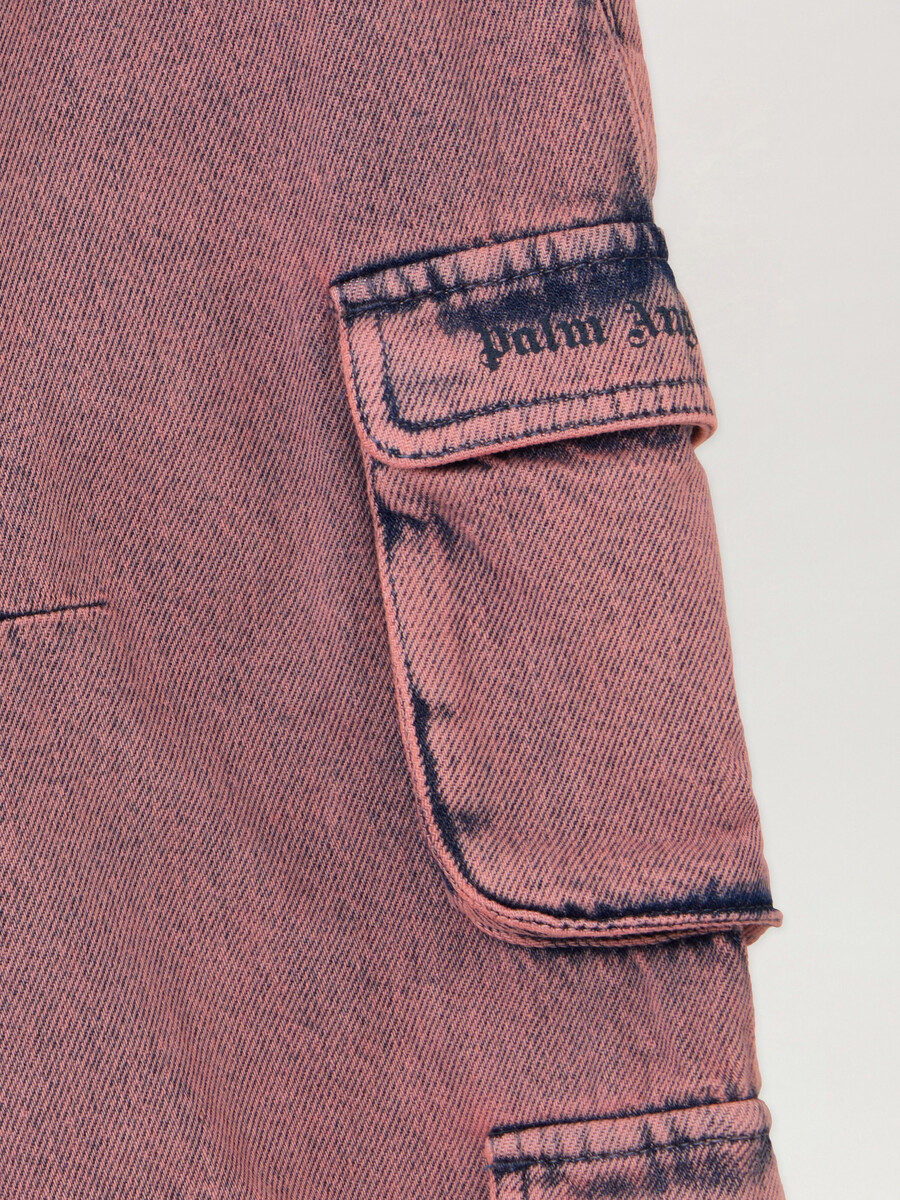 pantaloni cargo in denim a gamba larga sovratinti