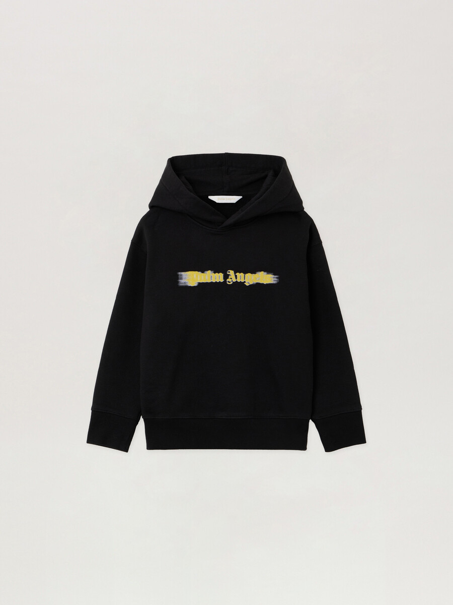 felpa con cappuccio con logo sfocato
