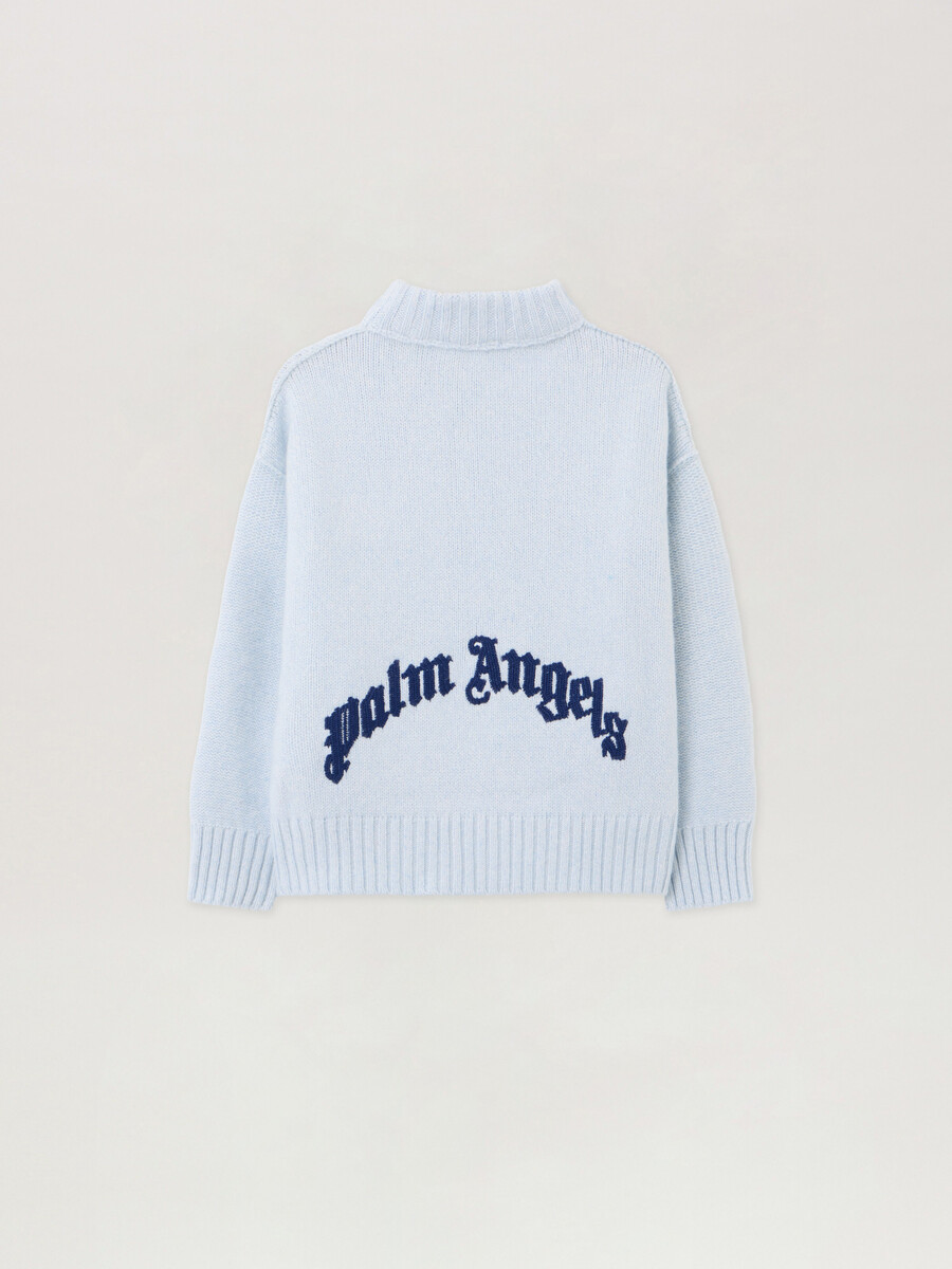 maglione con logo curvo