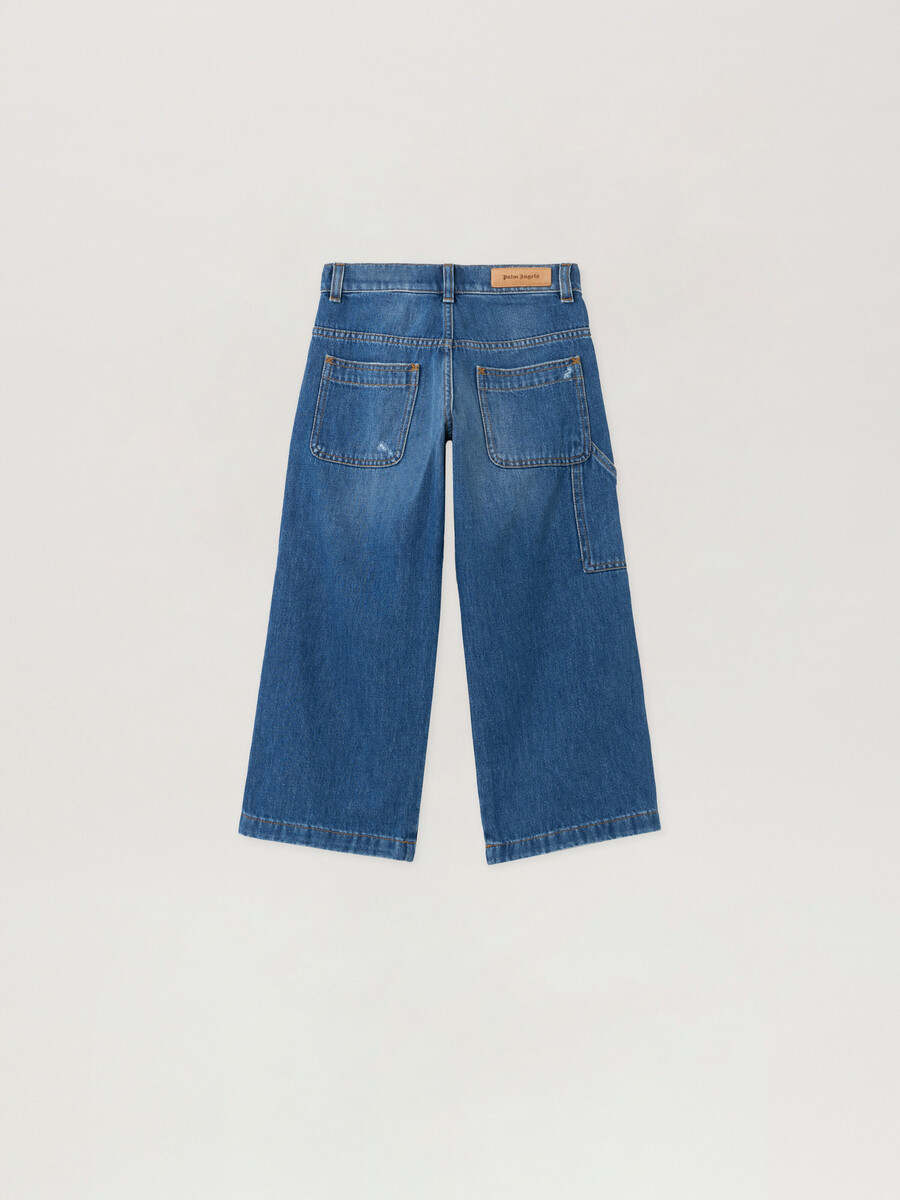 pantaloni in denim con logo spazzolato