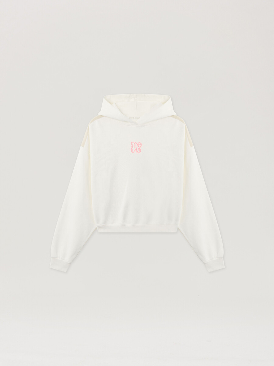 felpa con cappuccio corta al neon con logo classico