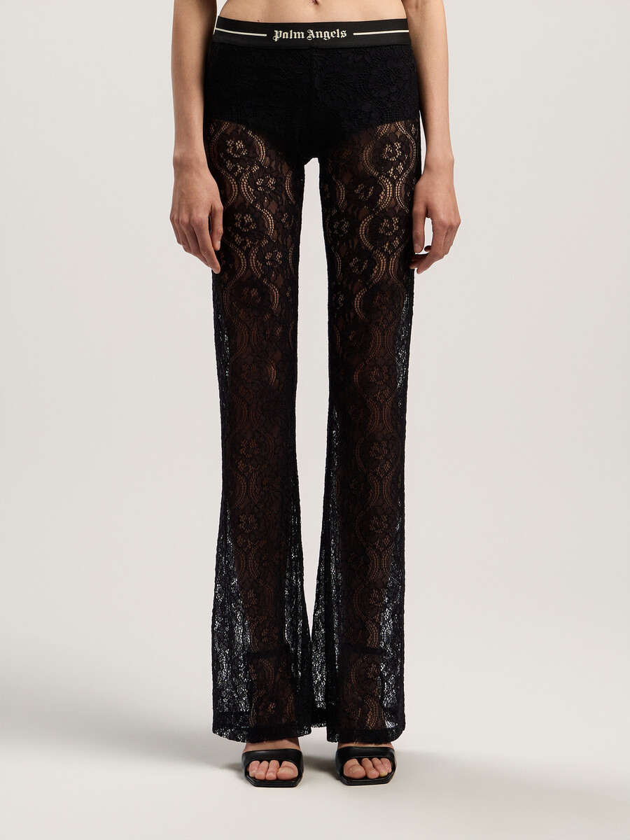 pantaloni in pizzo con logo classico