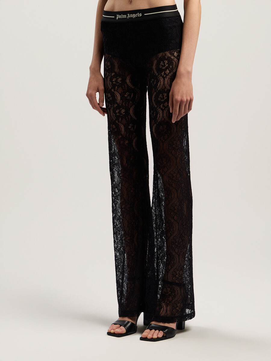 pantaloni in pizzo con logo classico