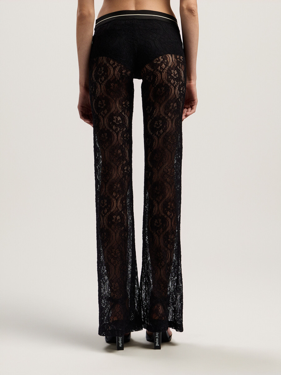 pantaloni in pizzo con logo classico
