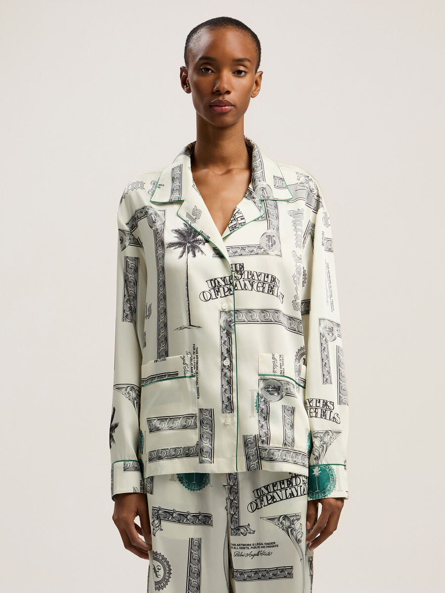 camicia da pigiama con stampa dollaro