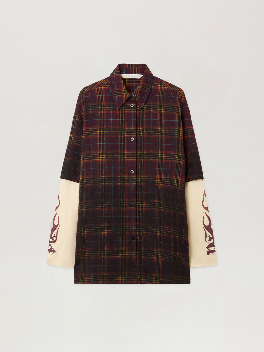 camicia a quadri sovratinti con fiamme