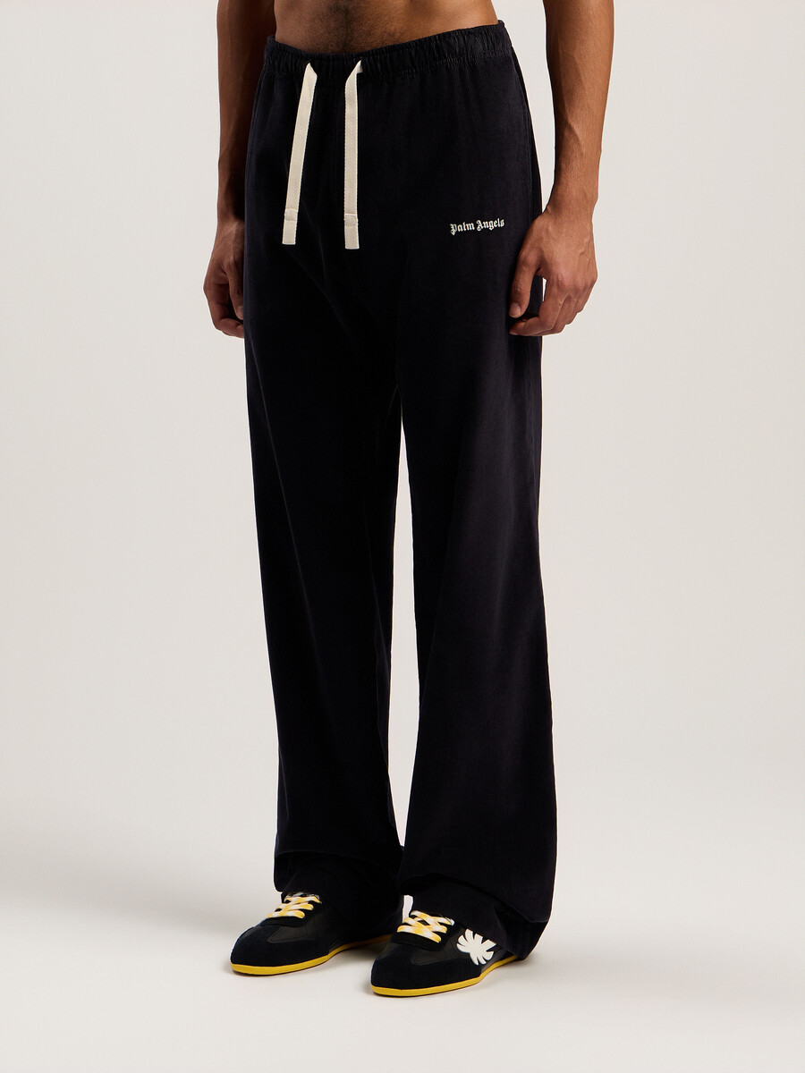 pantaloni da viaggio in velluto a coste con logo classico