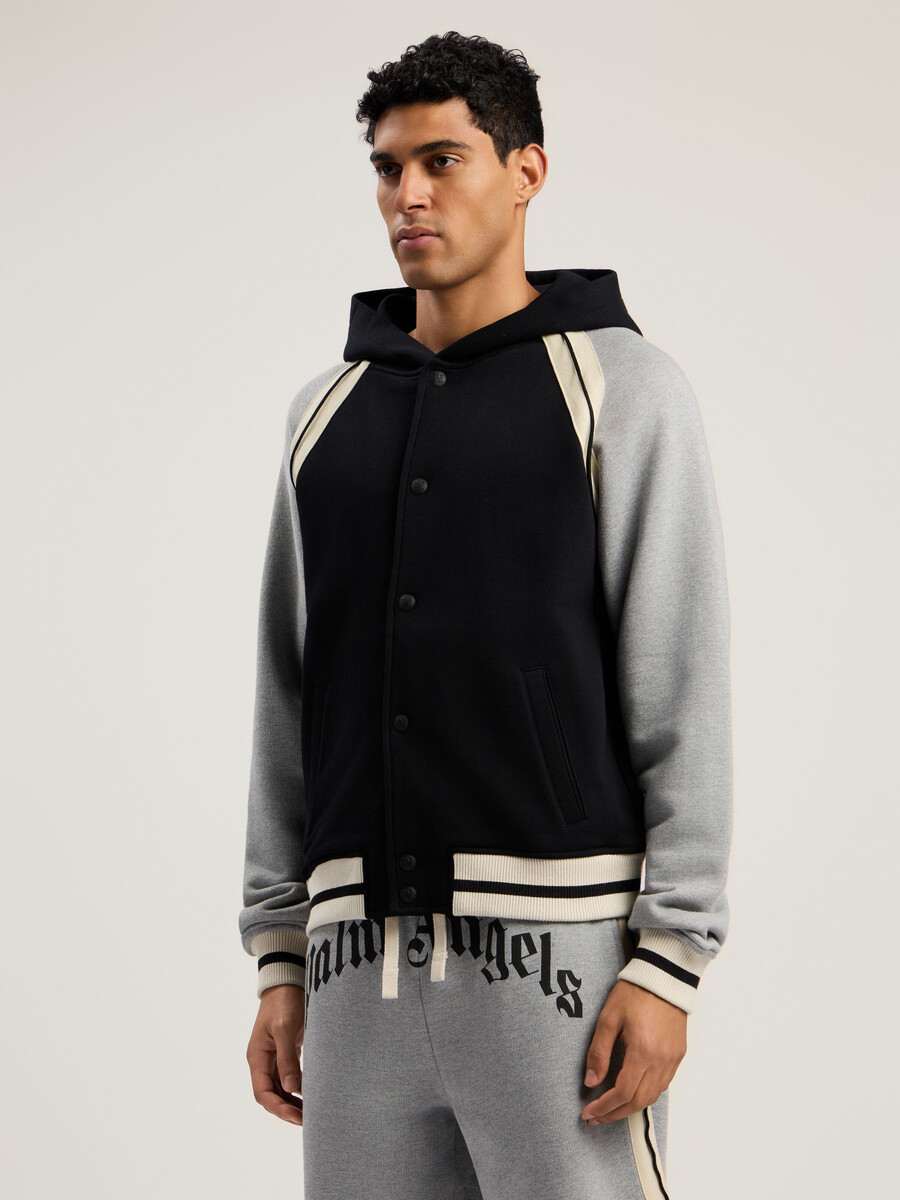 giacca universitaria con logo curvo