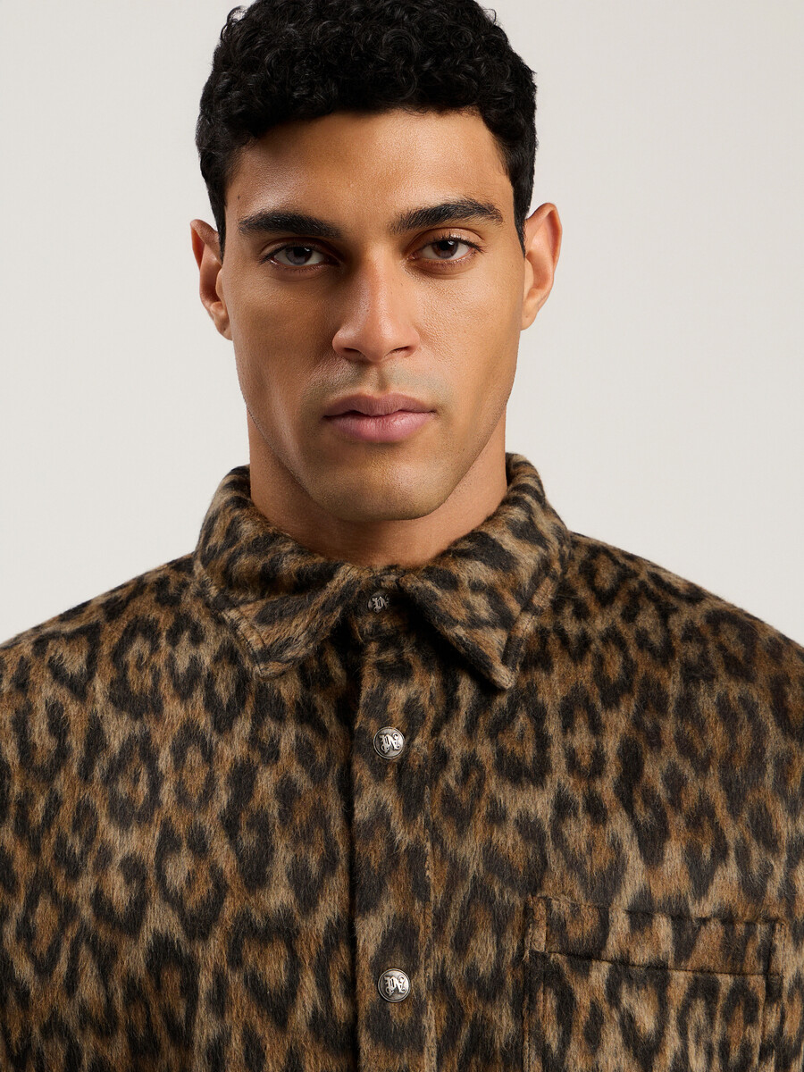 camicia classica con logo animalier