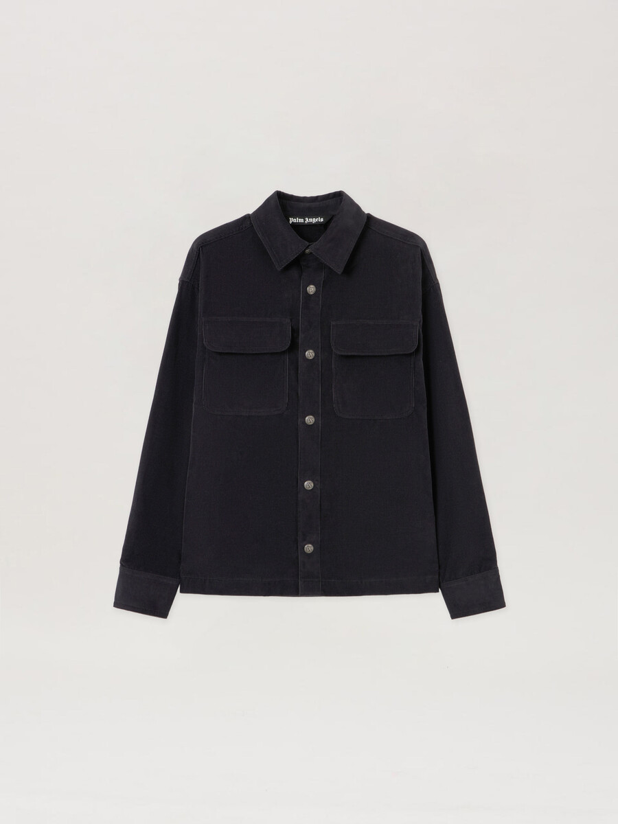 camicia in velluto a coste con logo classico