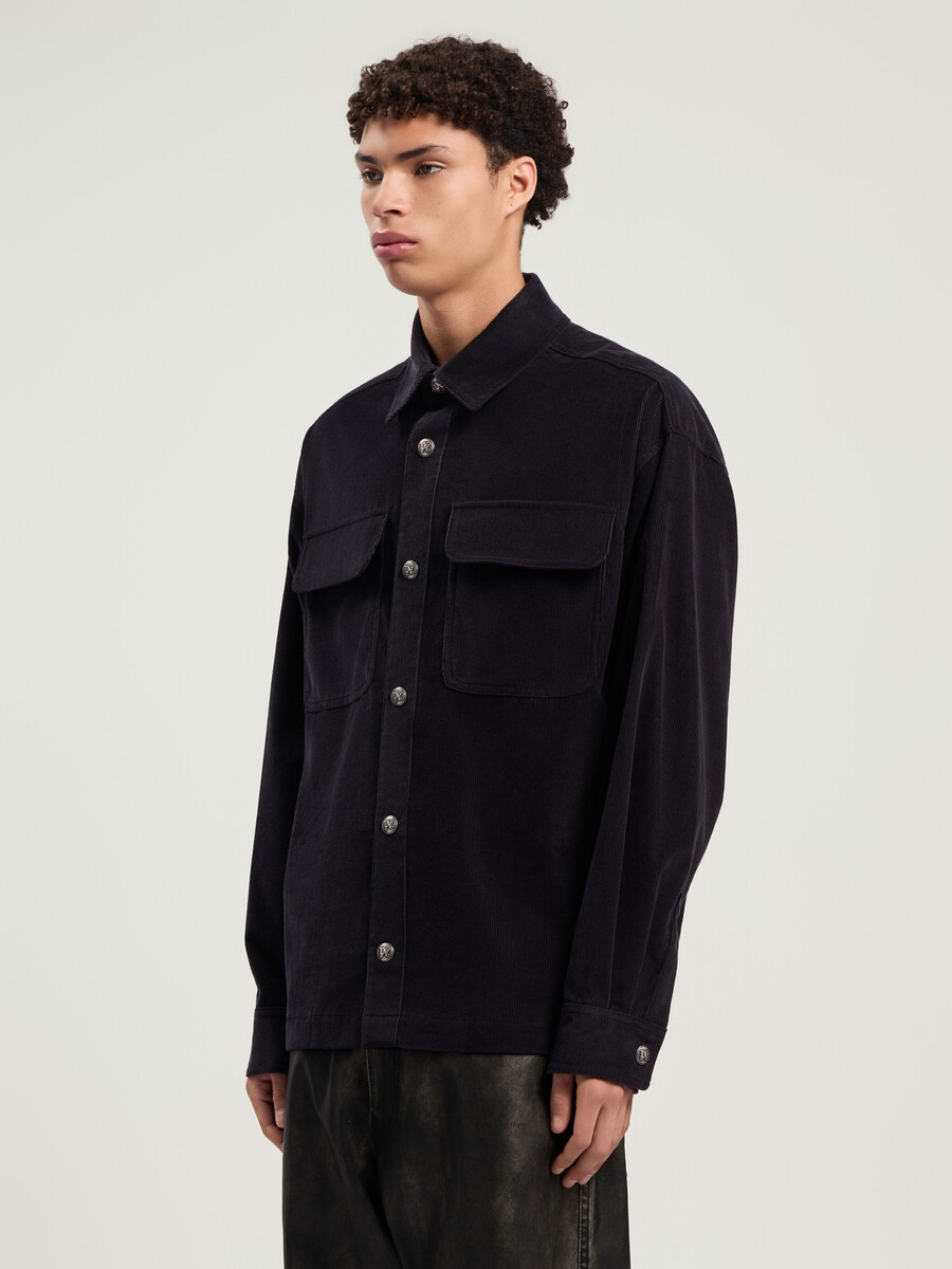 camicia in velluto a coste con logo classico