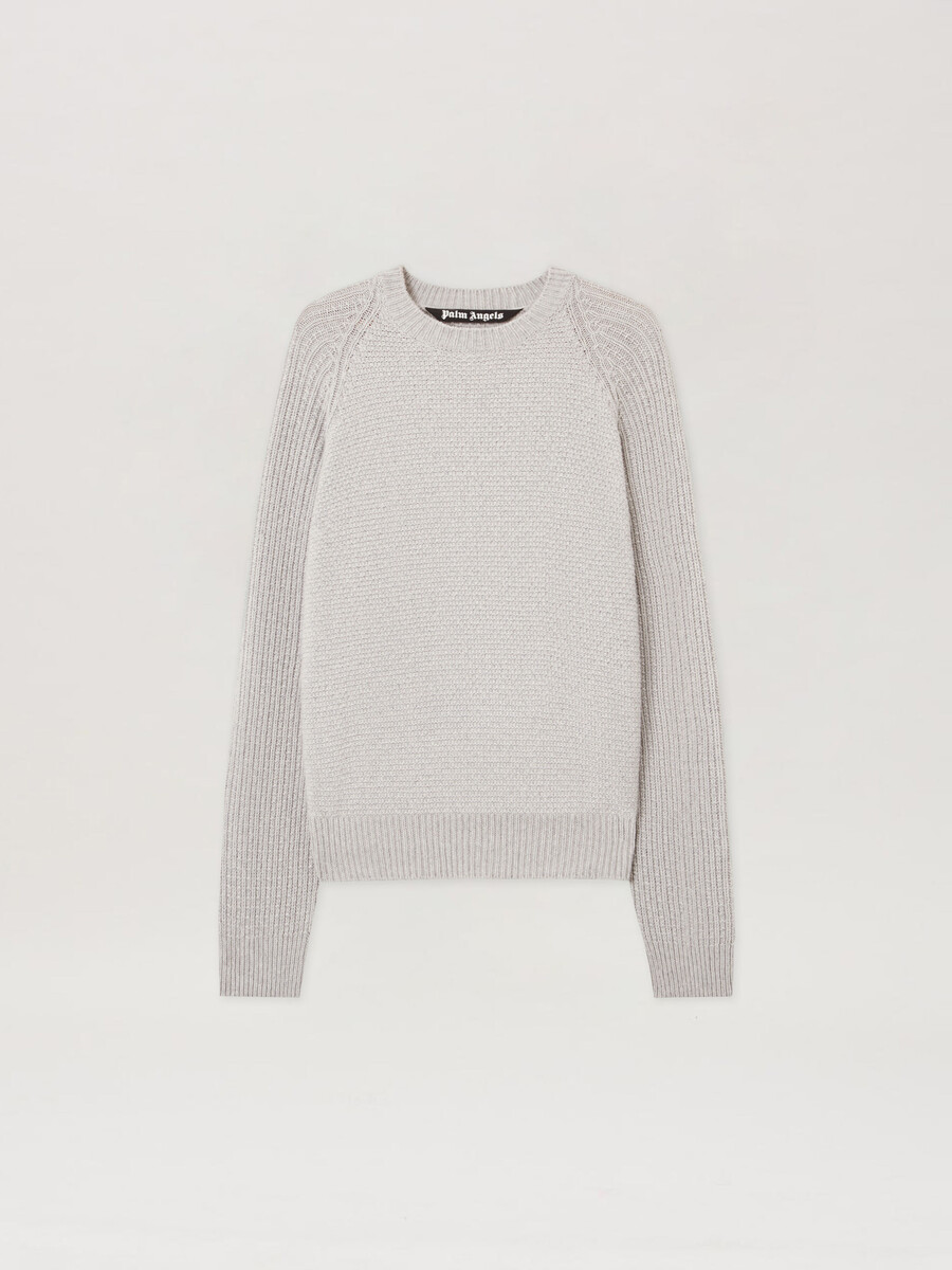 maglione a coste con logo curvo