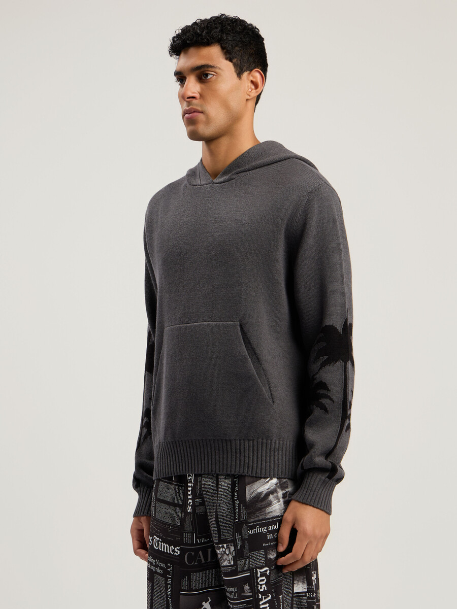 felpa con cappuccio in maglia back palms