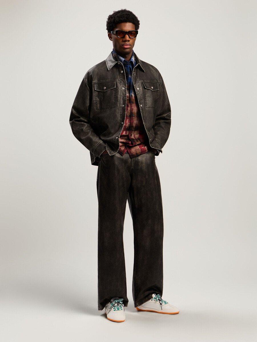 pantaloni rivestiti con logo curvo