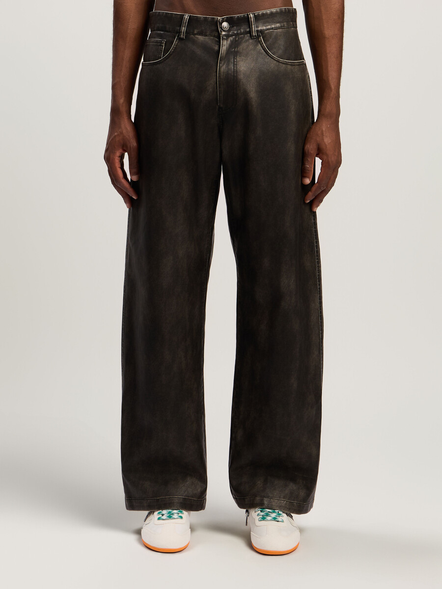 pantaloni rivestiti con logo curvo