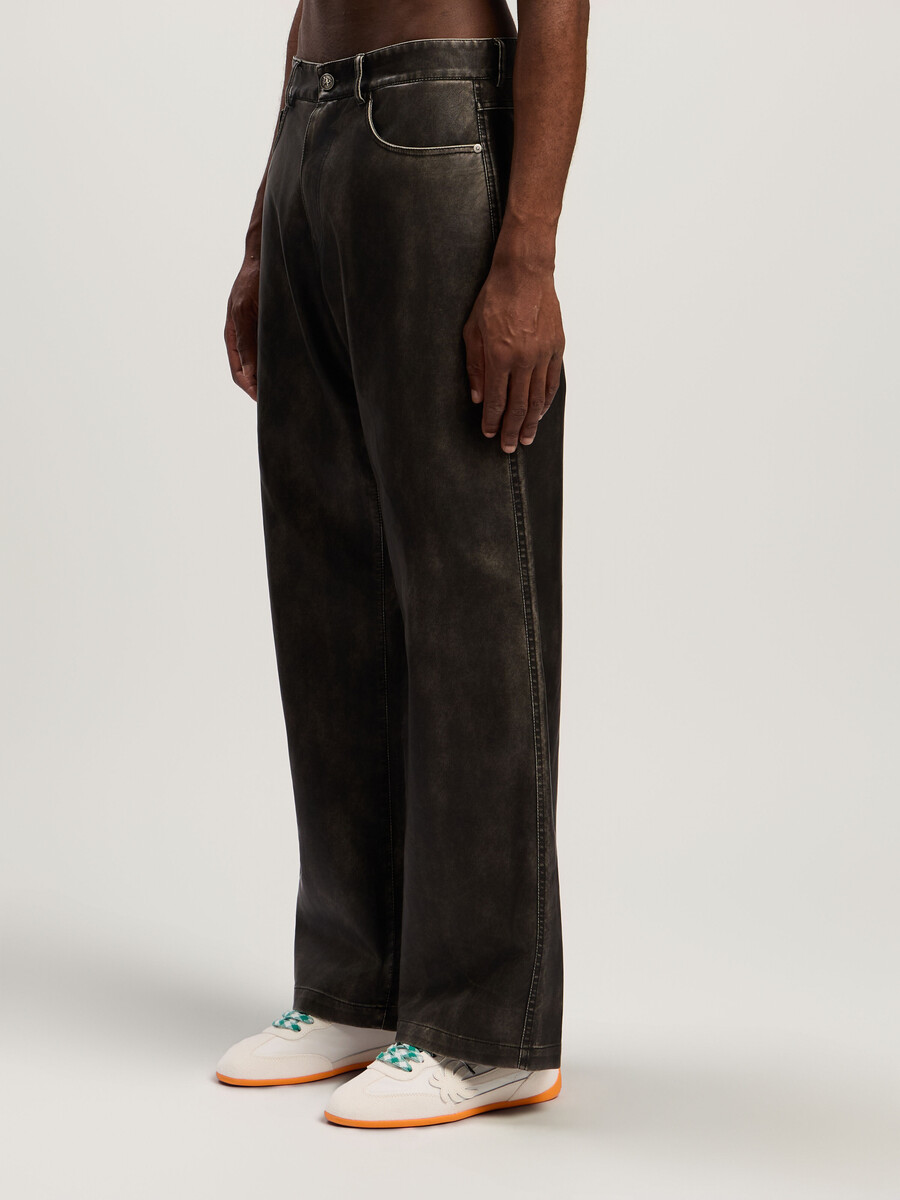 pantaloni rivestiti con logo curvo