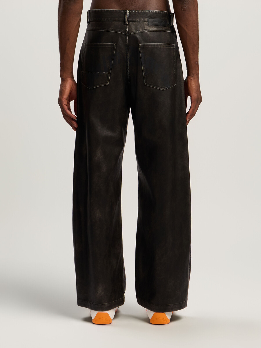 pantaloni rivestiti con logo curvo