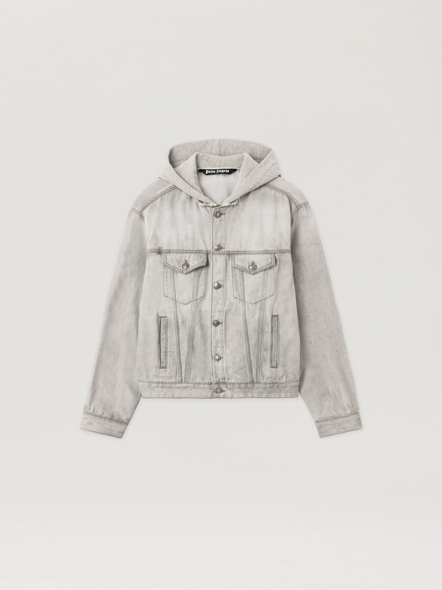 giacca in denim con logo curvo