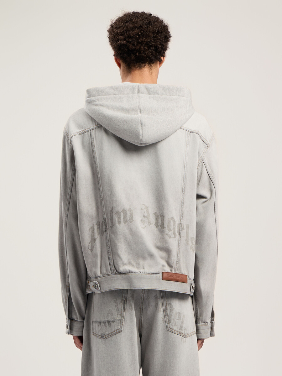 giacca in denim con logo curvo