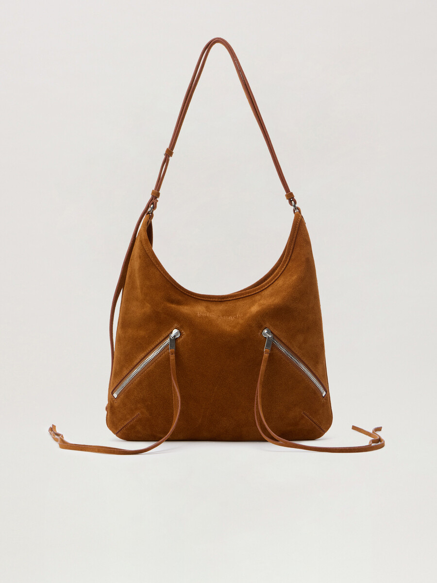 maxi borsa in pelle scamosciata con cerniera