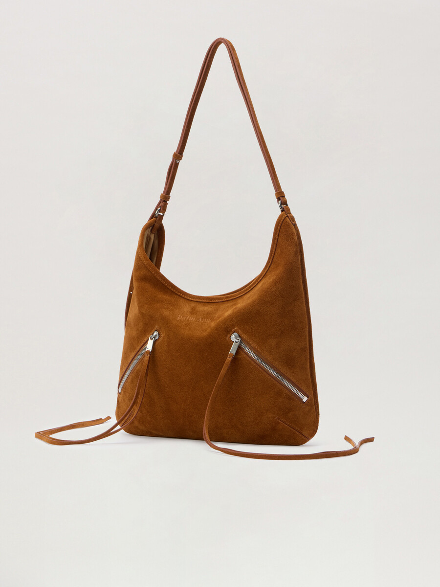 maxi borsa in pelle scamosciata con cerniera