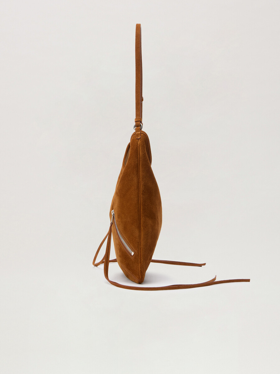 maxi borsa in pelle scamosciata con cerniera