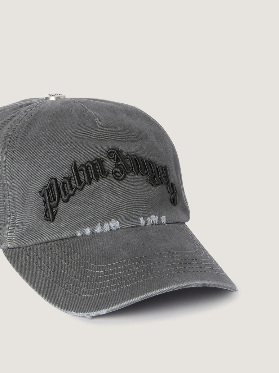 cappellino con logo curvo effetto invecchiato