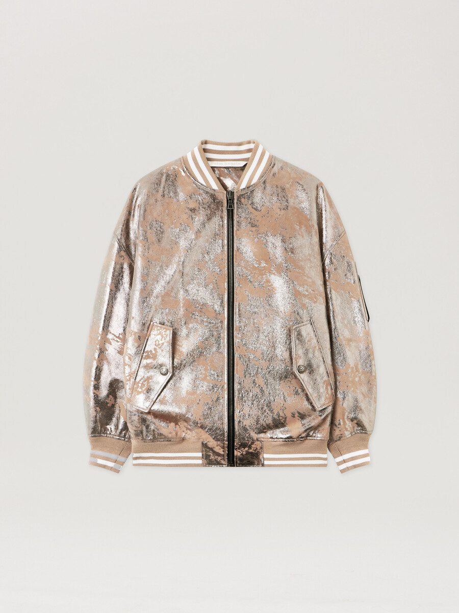 giubbotto bomber in pelle laminata