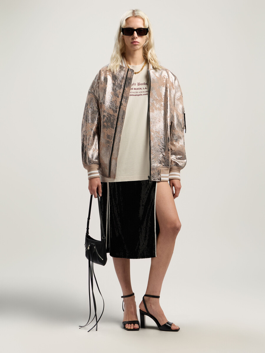 giubbotto bomber in pelle laminata