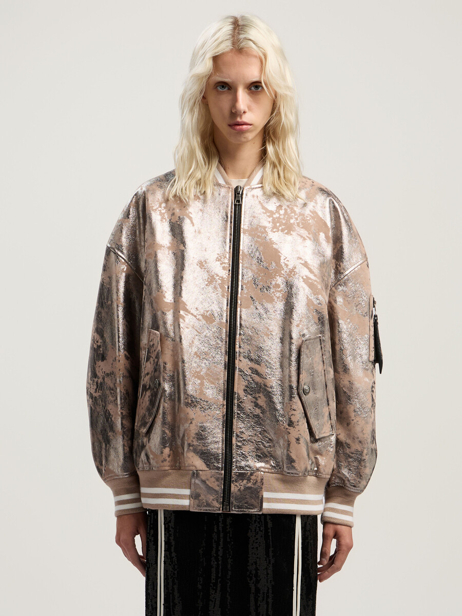 giubbotto bomber in pelle laminata