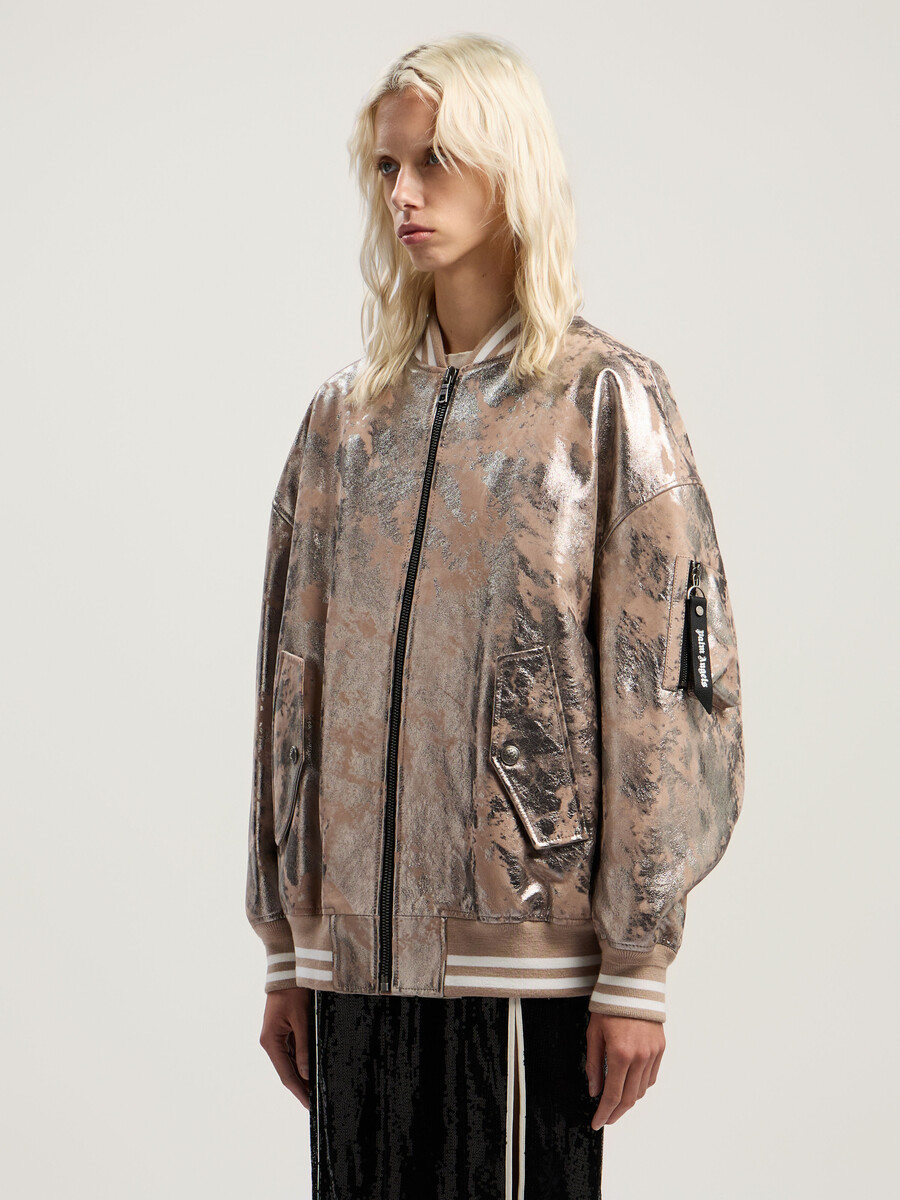 giubbotto bomber in pelle laminata