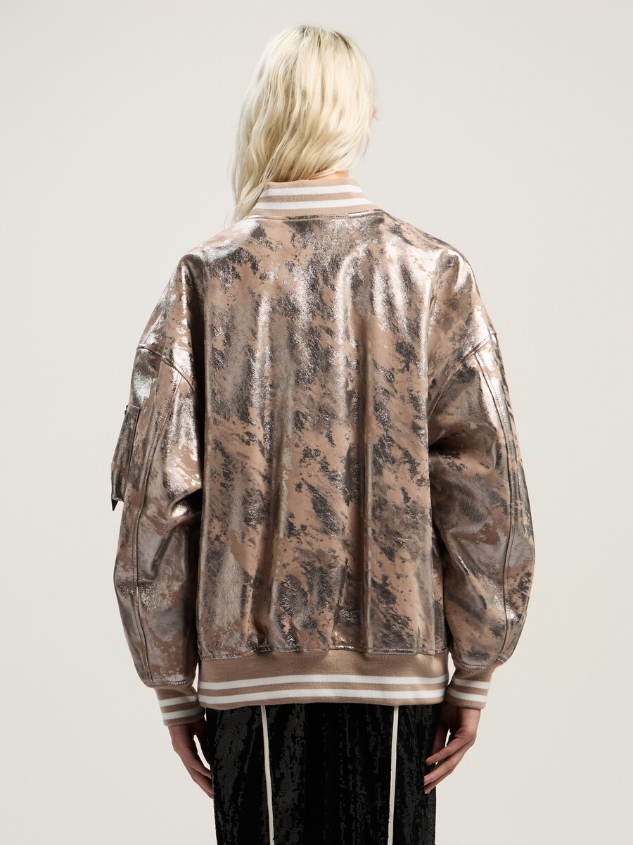 giubbotto bomber in pelle laminata