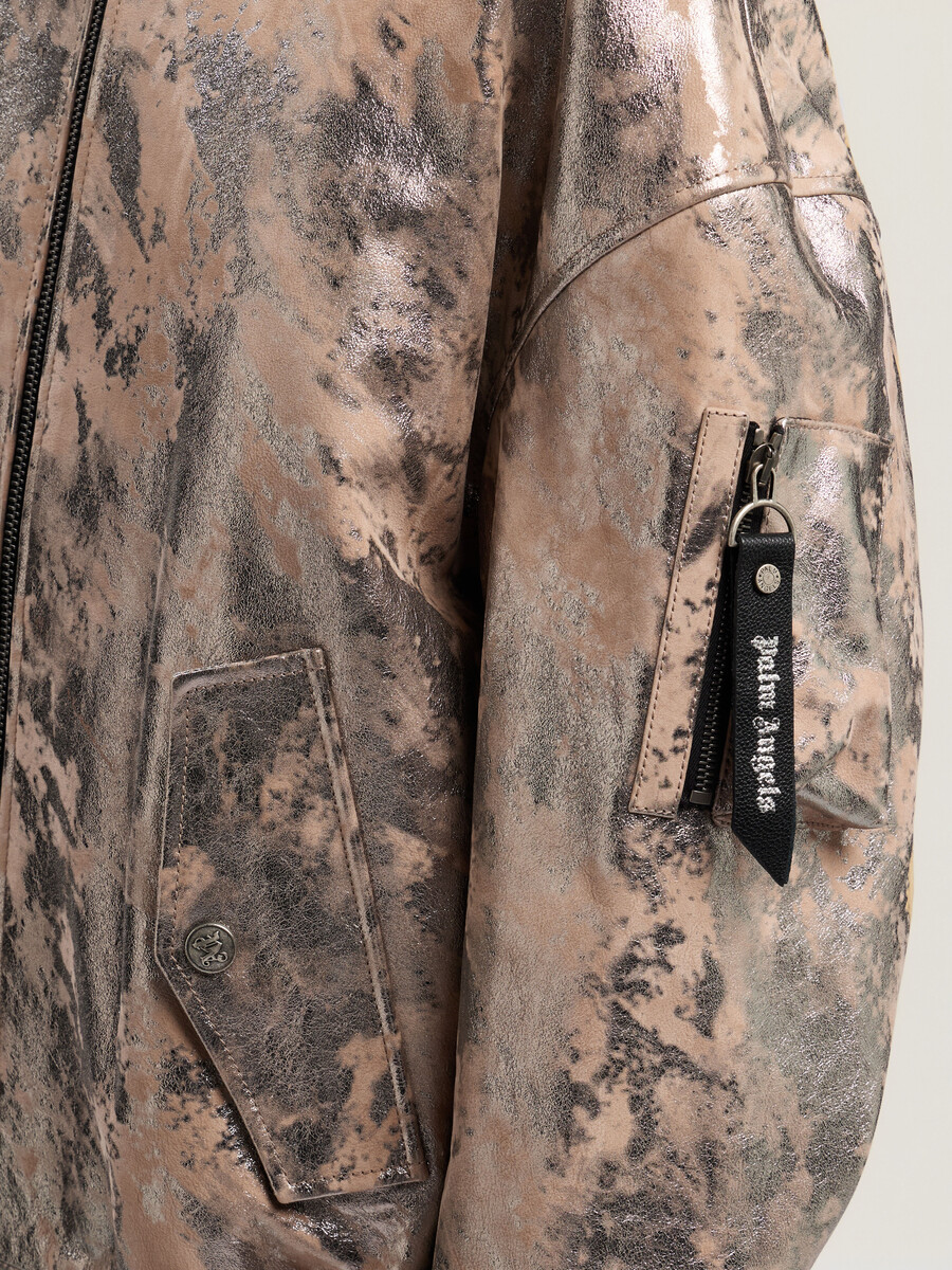 giubbotto bomber in pelle laminata