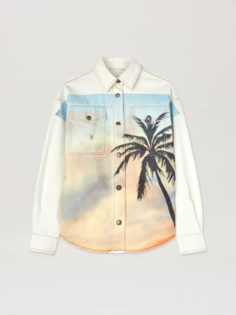 camicia in denim sunrise palm bianco sporco -