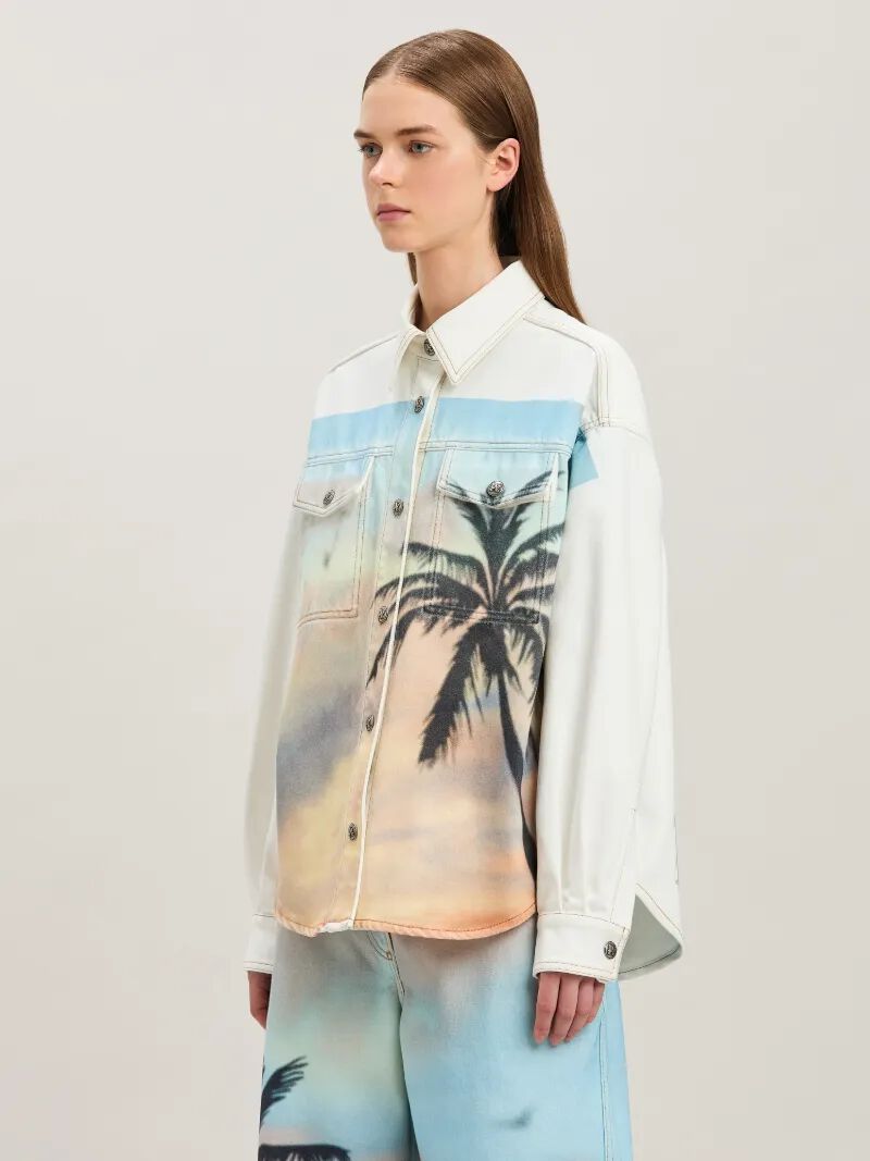 camicia in denim sunrise palm bianco sporco -