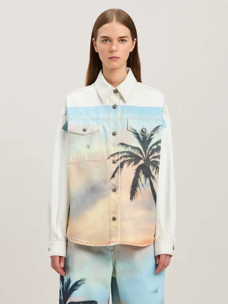 camicia in denim sunrise palm bianco sporco -