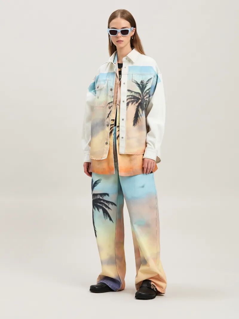 camicia in denim sunrise palm bianco sporco -