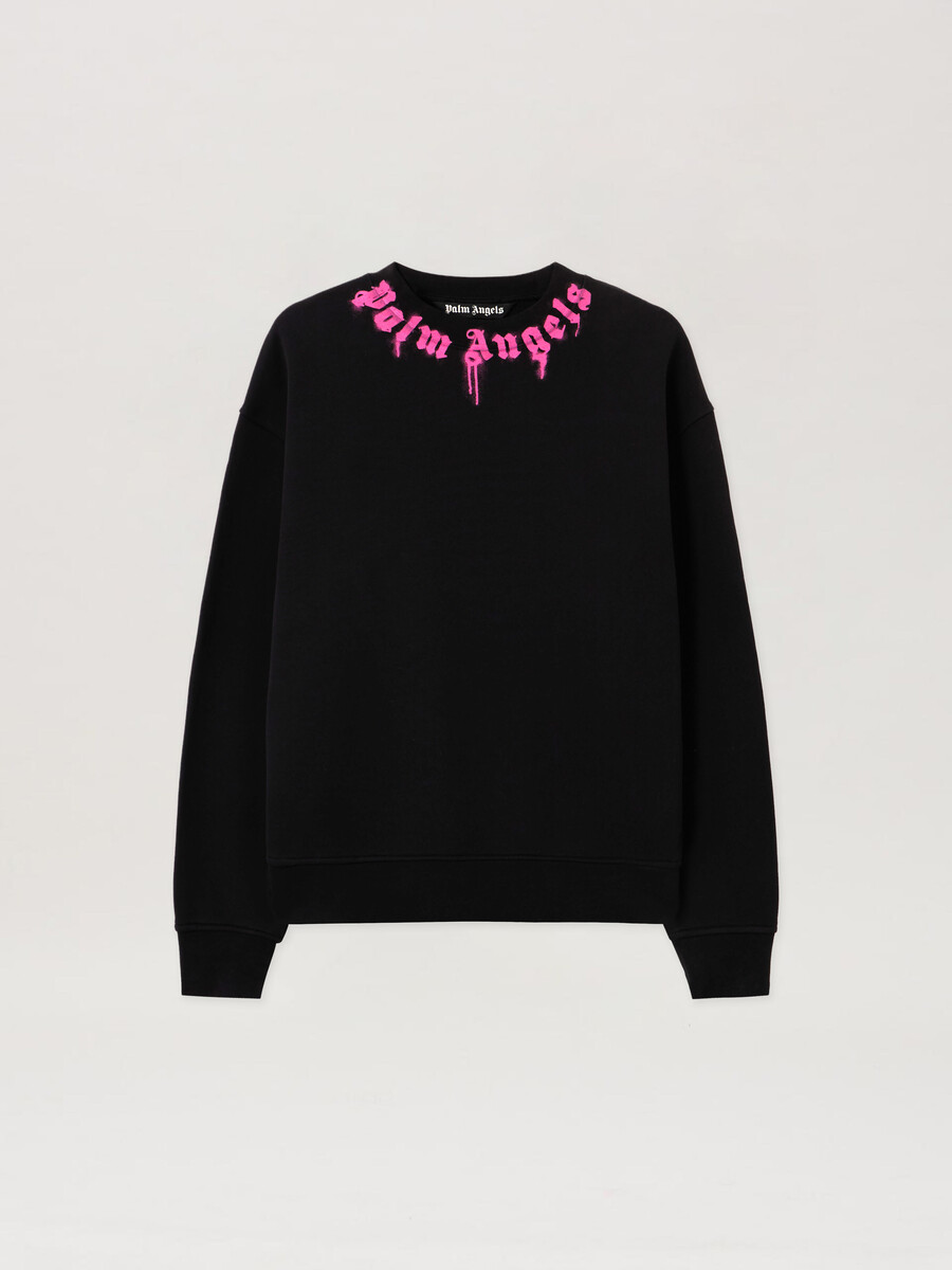 felpa girocollo con logo sul collo