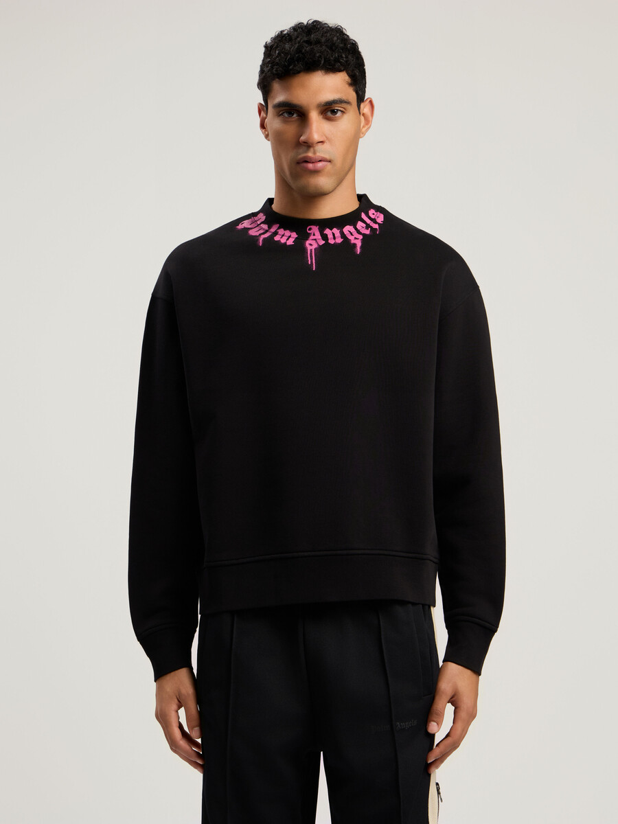 felpa girocollo con logo sul collo