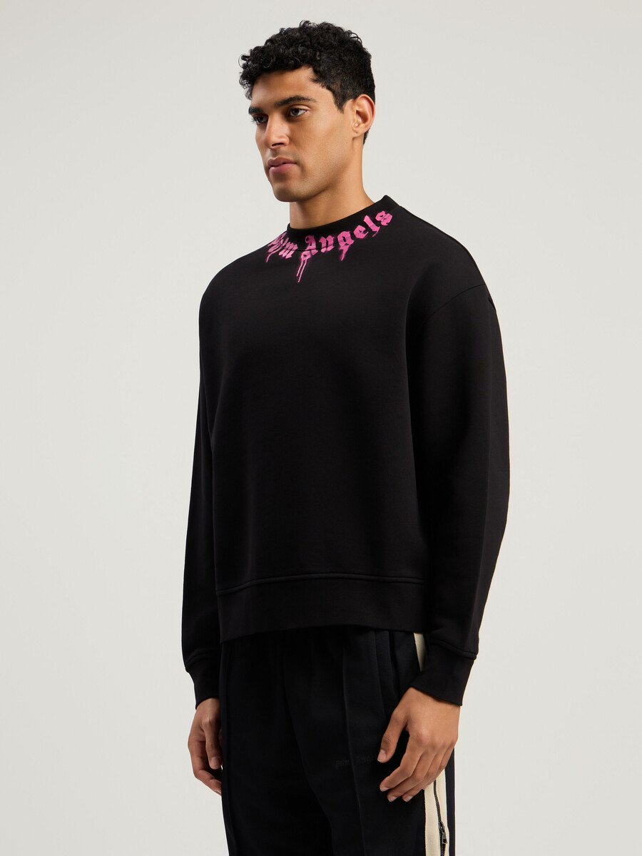 felpa girocollo con logo sul collo