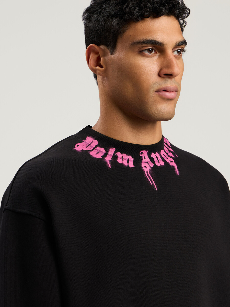 felpa girocollo con logo sul collo