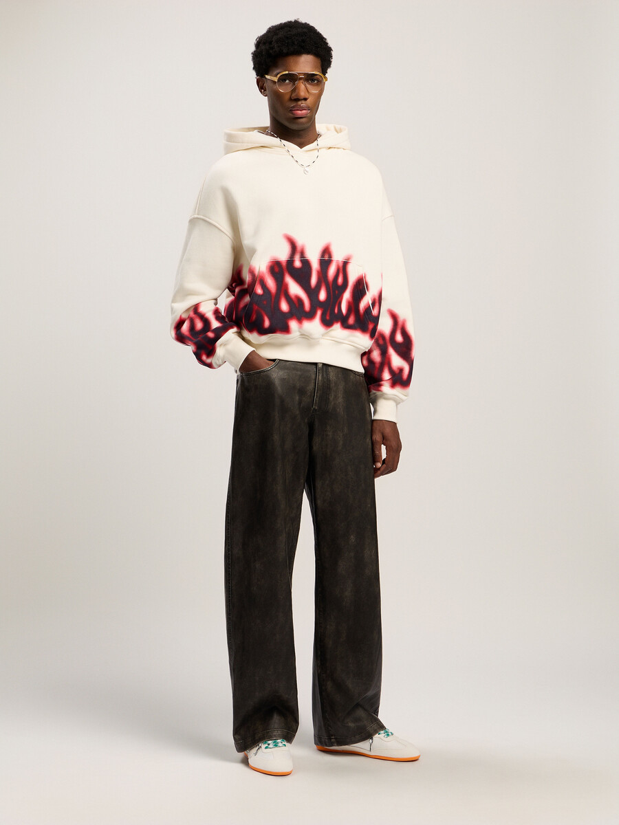 felpa con cappuccio flames loose