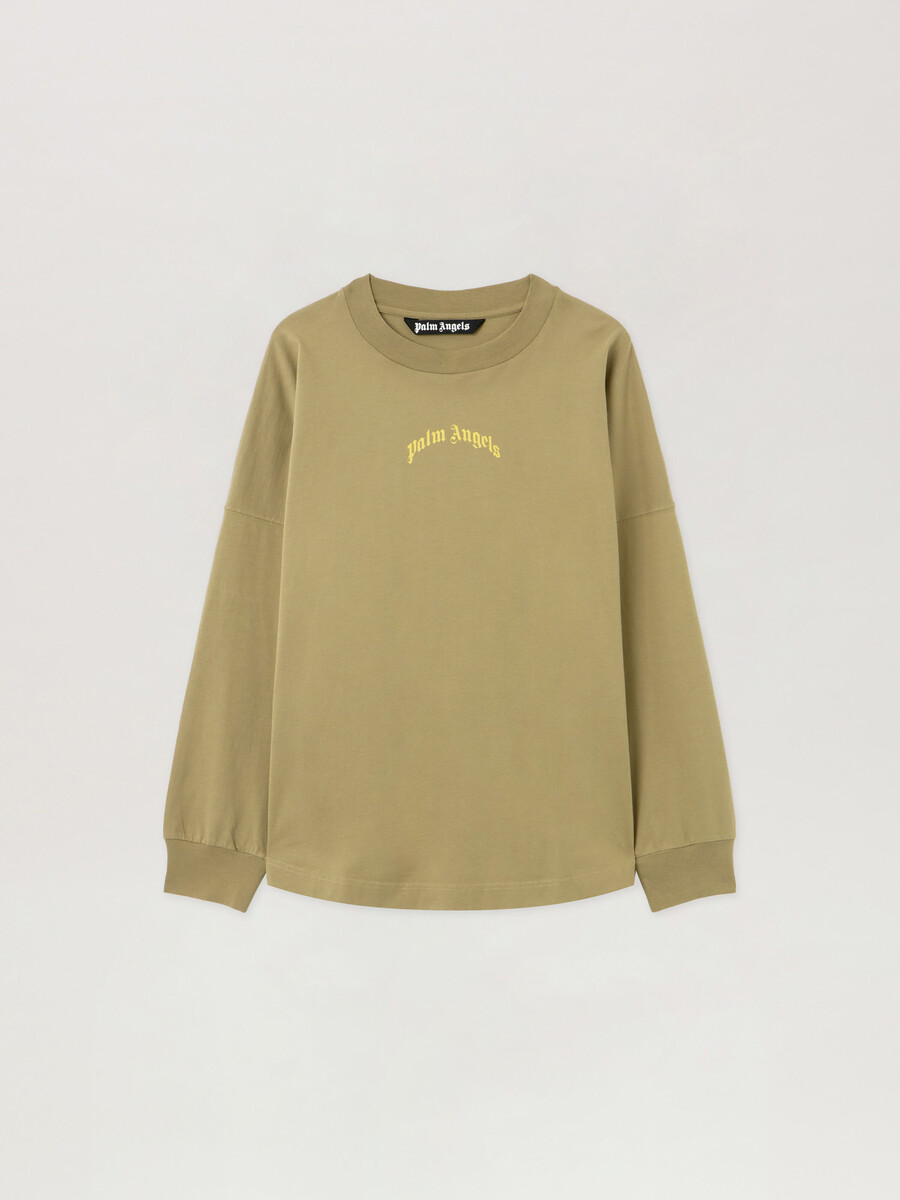 t-shirt a maniche lunghe con logo curvo