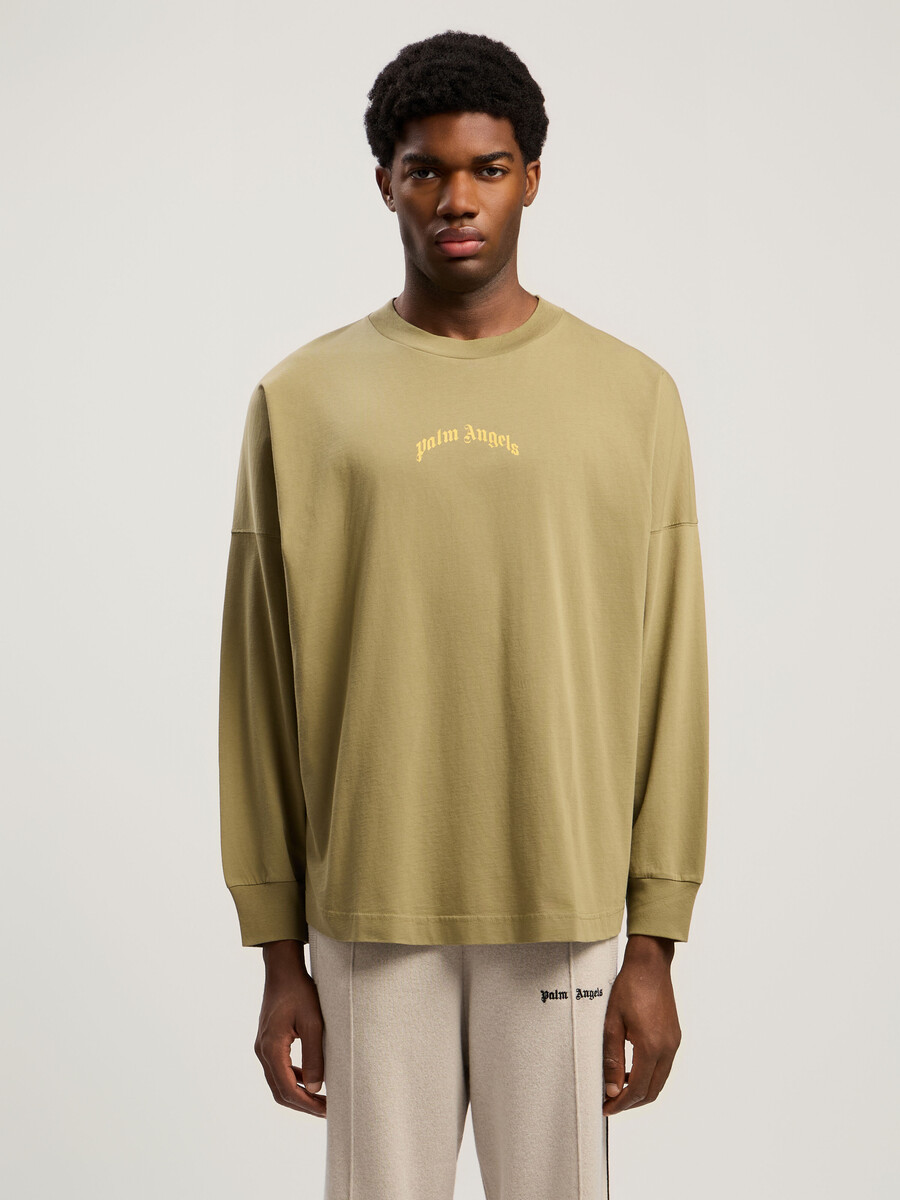 t-shirt a maniche lunghe con logo curvo