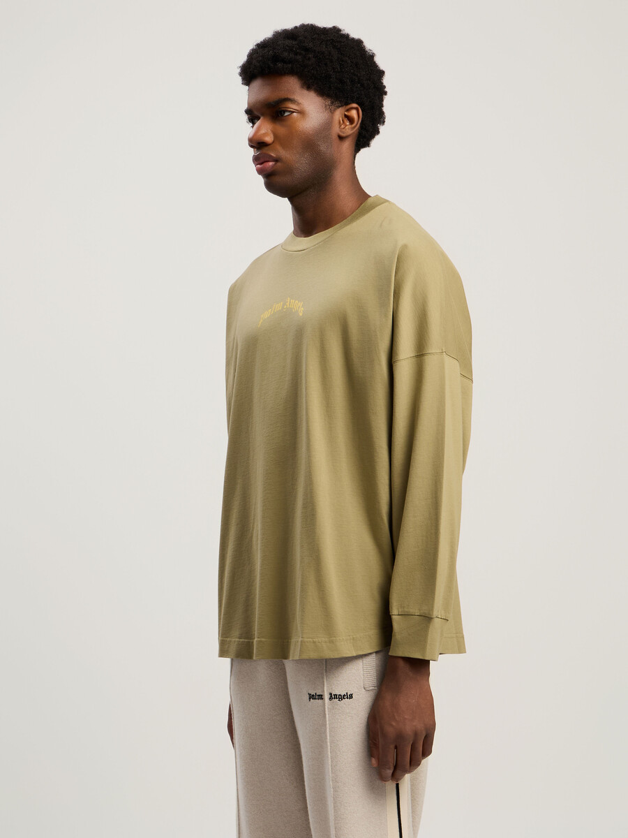 t-shirt a maniche lunghe con logo curvo